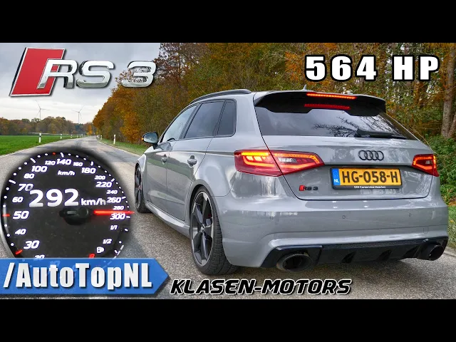564hp audi rs3 klasen | 0-292km/h acceleration launch control & dragy gps by autotopnl